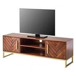 Jack & Alice Meuble TV Loga - Acacia massif / Fer - Acacia brun