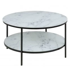 Fredriks Table basse Katori IV - Verre / Fer - Imitation marbre blanc / Noir