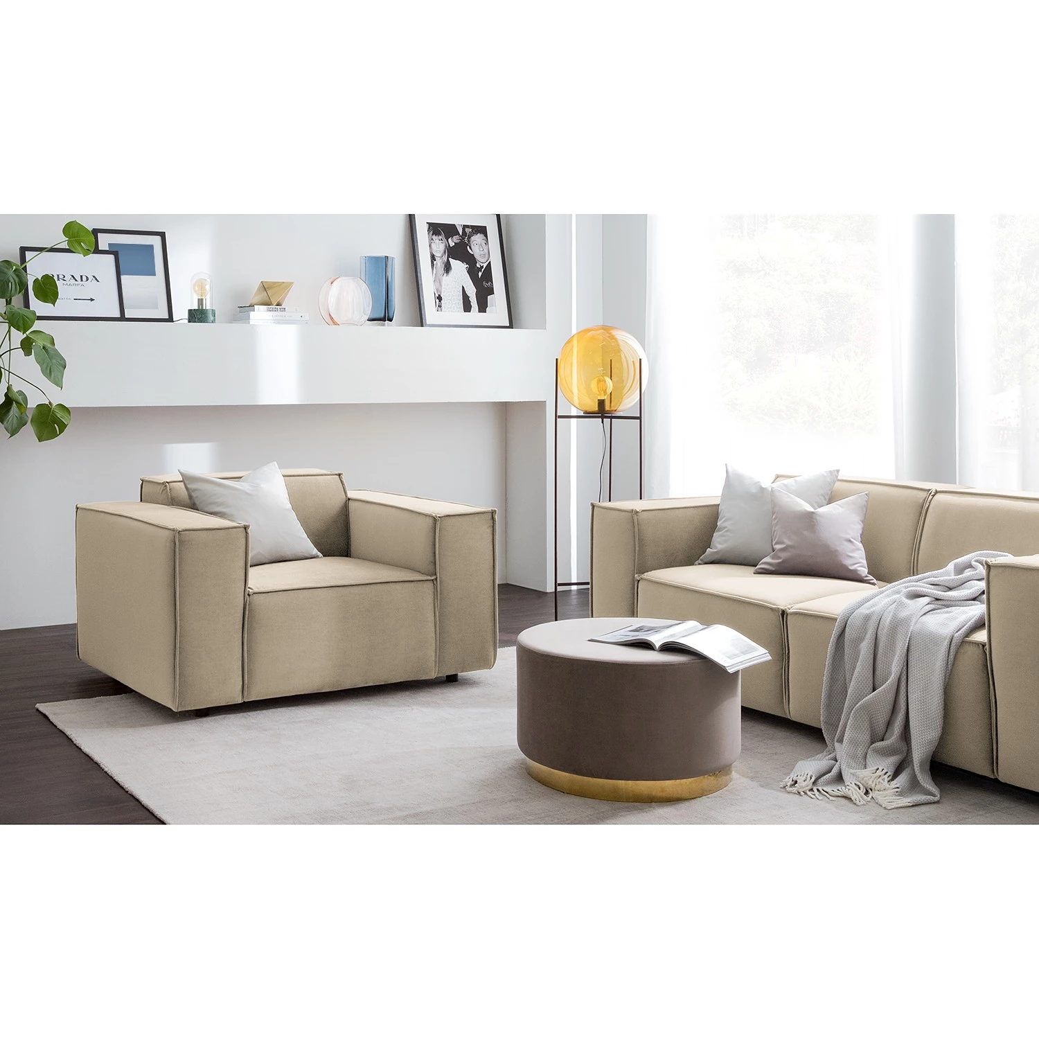 Fauteuil Kinx II - Velours - Velours Shyla: Beige 4 Fauteuil Kinx II - Velours - Velours Shyla: Beige – Image 2