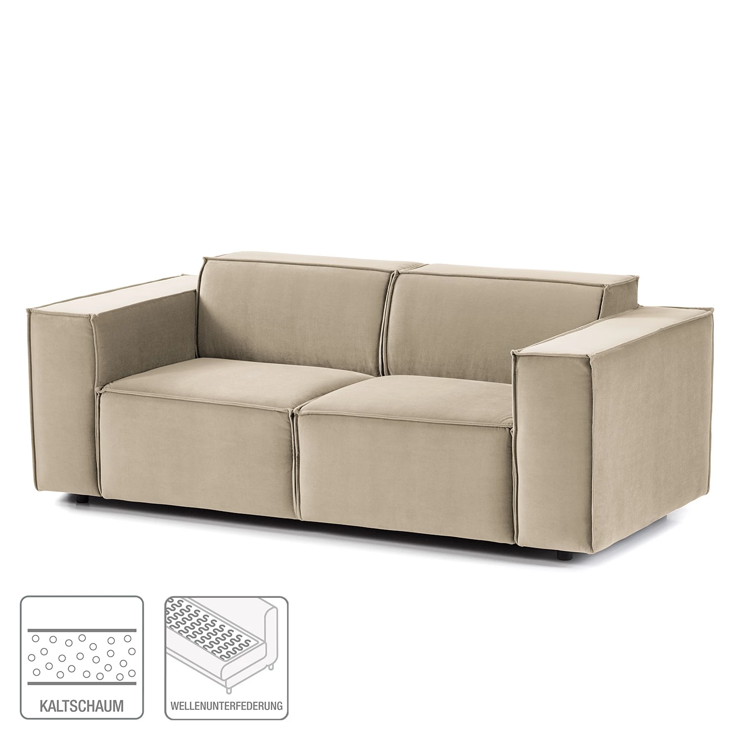 Canapé Kinx (2 places) II - Velours - Velours Shyla: Beige 5 Canapé Kinx (2 places) II - Velours - Velours Shyla: Beige – Image 3
