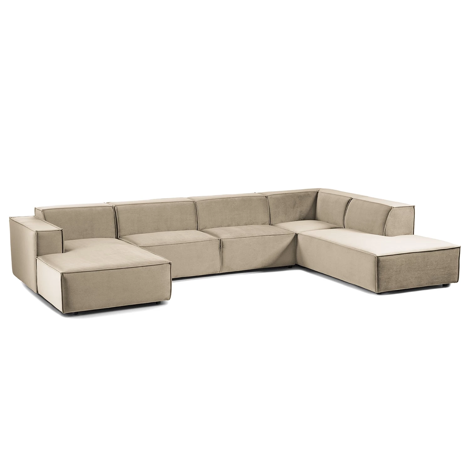 Canapé panoramique Kinx II - Velours - Velours Shyla: Beige - Méridienne courte à gauche / longue à droite (vue de face) 3 Canapé panoramique Kinx II - Velours - Velours Shyla: Beige - Méridienne courte à gauche / longue à droite (vue de face)