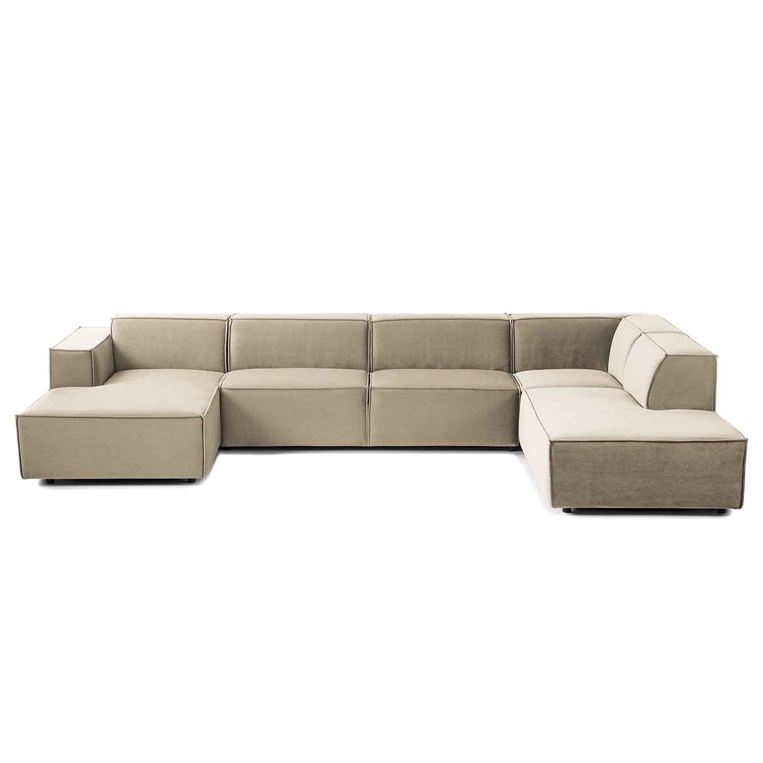 Canapé panoramique Kinx II - Velours - Velours Shyla: Beige - Méridienne courte à gauche / longue à droite (vue de face) 6 Canapé panoramique Kinx II - Velours - Velours Shyla: Beige - Méridienne courte à gauche / longue à droite (vue de face) – Image 4