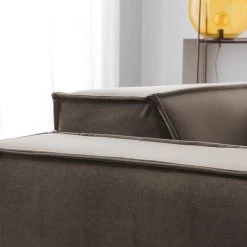 Canapé d’angle Kinx V - Velours - Velours Shyla: Taupe - Méridienne courte à droite (vue de face) -Meubles de salon Soldes 1000155723 210323 15191601096 DETAILS P000000001000155723