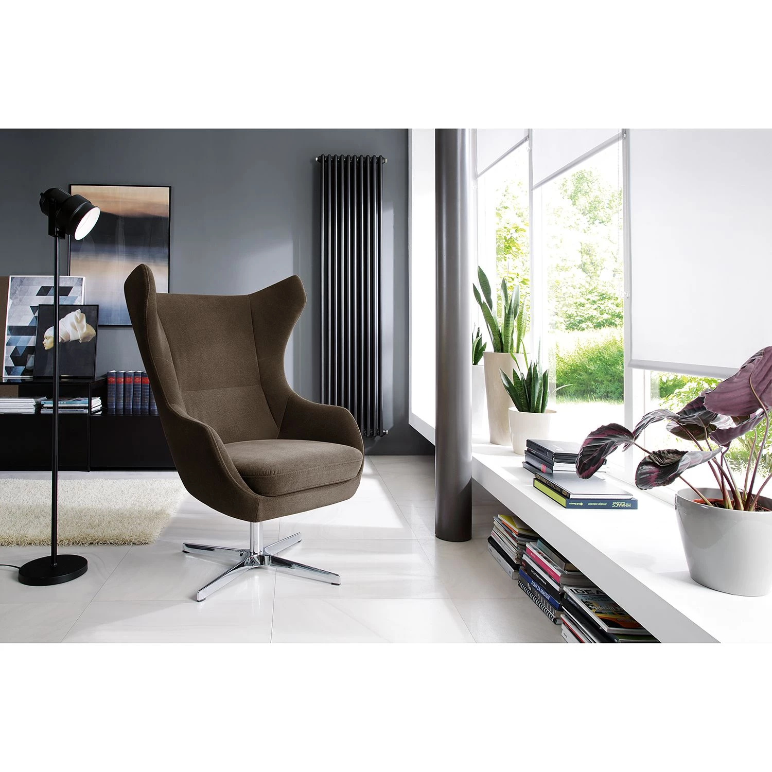 Loftscape Fauteuil Crawley - Microfibre - Marron foncé 4 Loftscape Fauteuil Crawley - Microfibre - Marron foncé – Image 2
