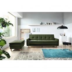 Loftscape Canapé convertible Pabna - Velours - Vert foncé - Aucun accessoire fourni -Meubles de salon Soldes 1000157438 190320 11545400571 MOOD GALLERYIMAGES P000000001000157438 mood