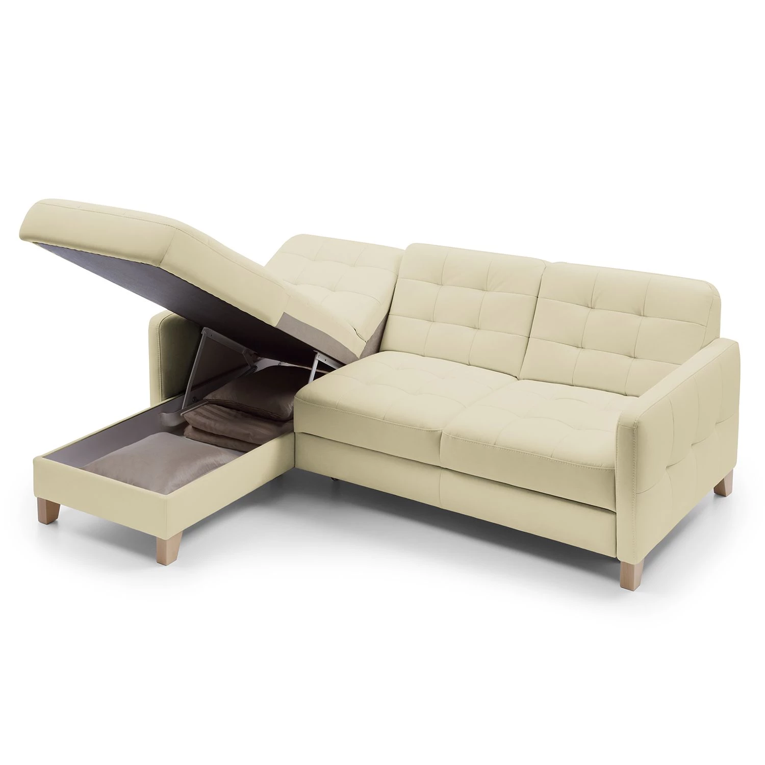 Loftscape Canapé d’angle Princesa - Cuir véritable - Blanc - Fonction couchage - Coffre de lit 7 Loftscape Canapé d’angle Princesa - Cuir véritable - Blanc - Fonction couchage - Coffre de lit – Image 5