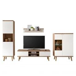 Norrwood Ensemble TV Gyland II (4 éléments) - Blanc matt / Imitation chêne Riviera -Meubles de salon Soldes 1000164013 190307 08392300086 GALLERYIMAGES P000000001000164013
