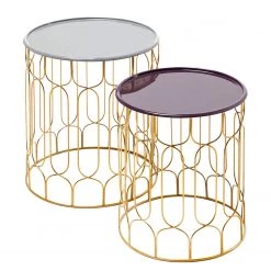 Kayoom Bouts de canapé Timba (lot de 2) - Fer - Aubergine