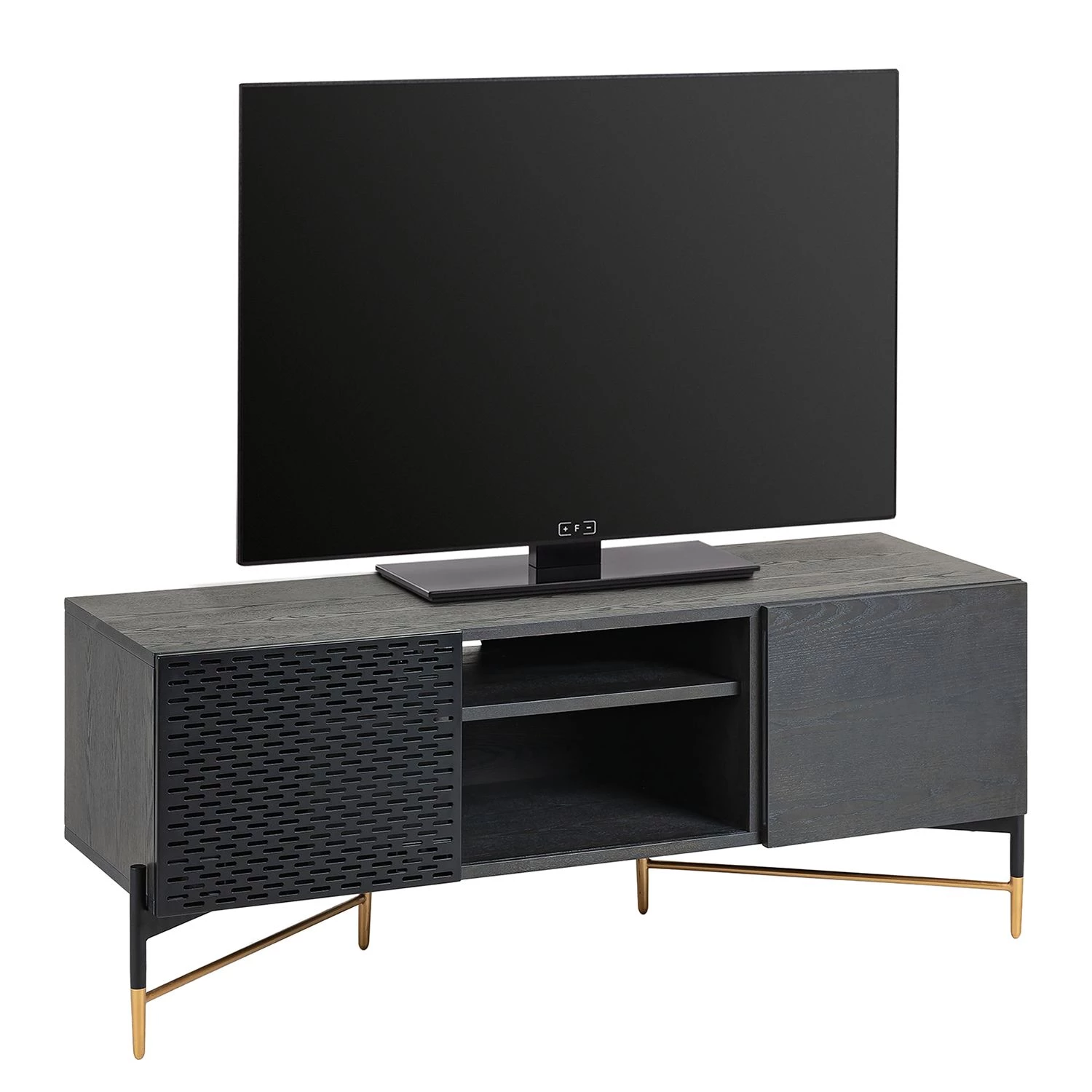 Jack & Alice Meuble TV Cabral - Frêne noir / Doré 3 Jack & Alice Meuble TV Cabral - Frêne noir / Doré