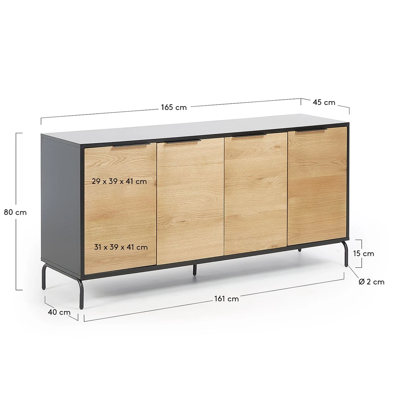 Norrwood Buffet Ceduna - Chêne / Noir mat 9 Norrwood Buffet Ceduna - Chêne / Noir mat – Image 7