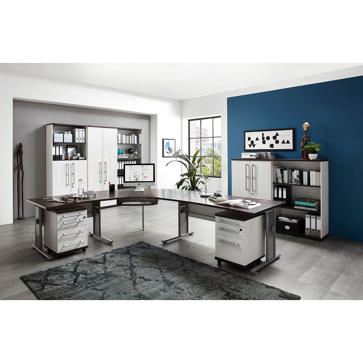 Germania Étagère de bureau Avero II - Imitation mélèze blanc / Imitation chêne Havanna 4 Germania Étagère de bureau Avero II - Imitation mélèze blanc / Imitation chêne Havanna – Image 2