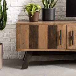 Ars manufacti Meuble TV Tamati III - Pin massif / Fer - Pin / Noir -Meubles de salon Soldes 1000166778 200117 07273800007 DETAILS P000000001000166778