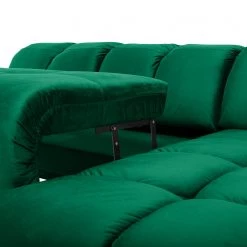 Jack & Alice Canapé d’angle Malter - Velours - Vert vieilli - Méridienne courte à droite (vue de face) -Meubles de salon Soldes 1000166795 190816 15315800026 DETAILS P000000001000166795