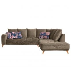 Jack & Alice Canapé d’angle Polich - Velours - Marron - Méridienne longue à droite (vue de face) -Meubles de salon Soldes 1000166873 190502 13145900350 GALLERYIMAGES P000000001000166873