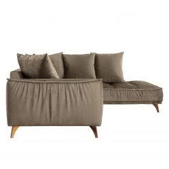 Jack & Alice Canapé d’angle Polich - Velours - Marron - Méridienne longue à droite (vue de face) -Meubles de salon Soldes 1000166873 190502 13145900351 GALLERYIMAGES P000000001000166873