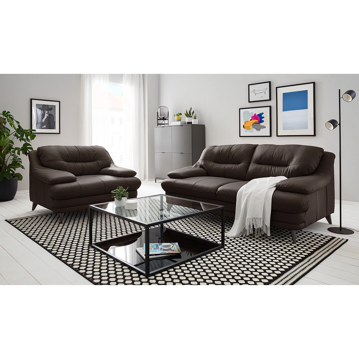 Fredriks Fauteuil Lutz II - Cuir véritable - Marron foncé 4 Fredriks Fauteuil Lutz II - Cuir véritable - Marron foncé – Image 2