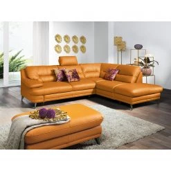 Fredriks Canapé d’angle Lutz II - Cuir véritable - Marron doré - Méridienne longue à droite (vue de face) -Meubles de salon Soldes 1000167408 190402 16530000093 MOOD GALLERYIMAGES P000000001000167408 mood