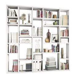 Loftscape Bibliothèque Emporior IV - Blanc brillant - Largeur : 214 cm