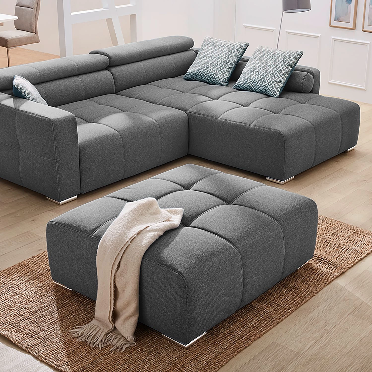 Fredriks Repose-pieds Mossoro - Tissu - Gris 6 Fredriks Repose-pieds Mossoro - Tissu - Gris – Image 4