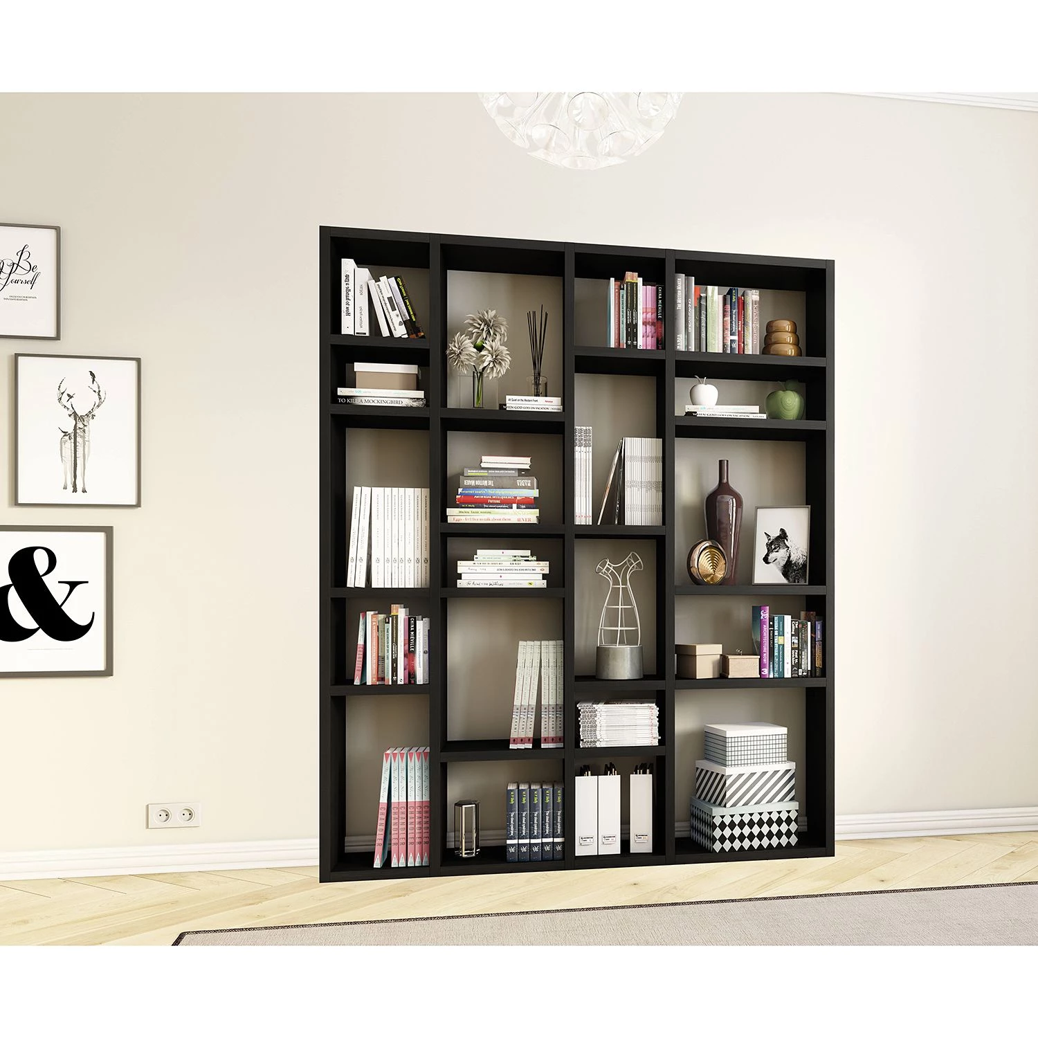 Loftscape Bibliothèque Emporior IV - Imitation chêne marron-noir - Largeur : 179 cm 4 Loftscape Bibliothèque Emporior IV - Imitation chêne marron-noir - Largeur : 179 cm – Image 2