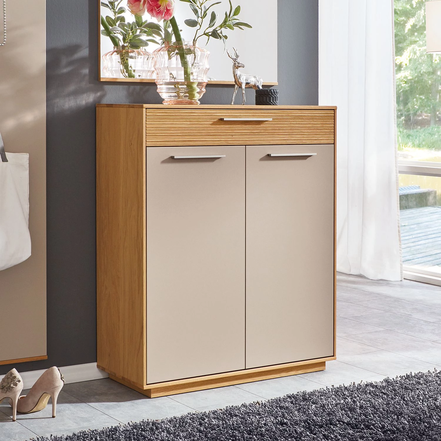 Voss Commode Loveno III - Partiellement en chêne massif / Métal - Taupe - Largeur : 86 cm 4 Voss Commode Loveno III - Partiellement en chêne massif / Métal - Taupe - Largeur : 86 cm – Image 2