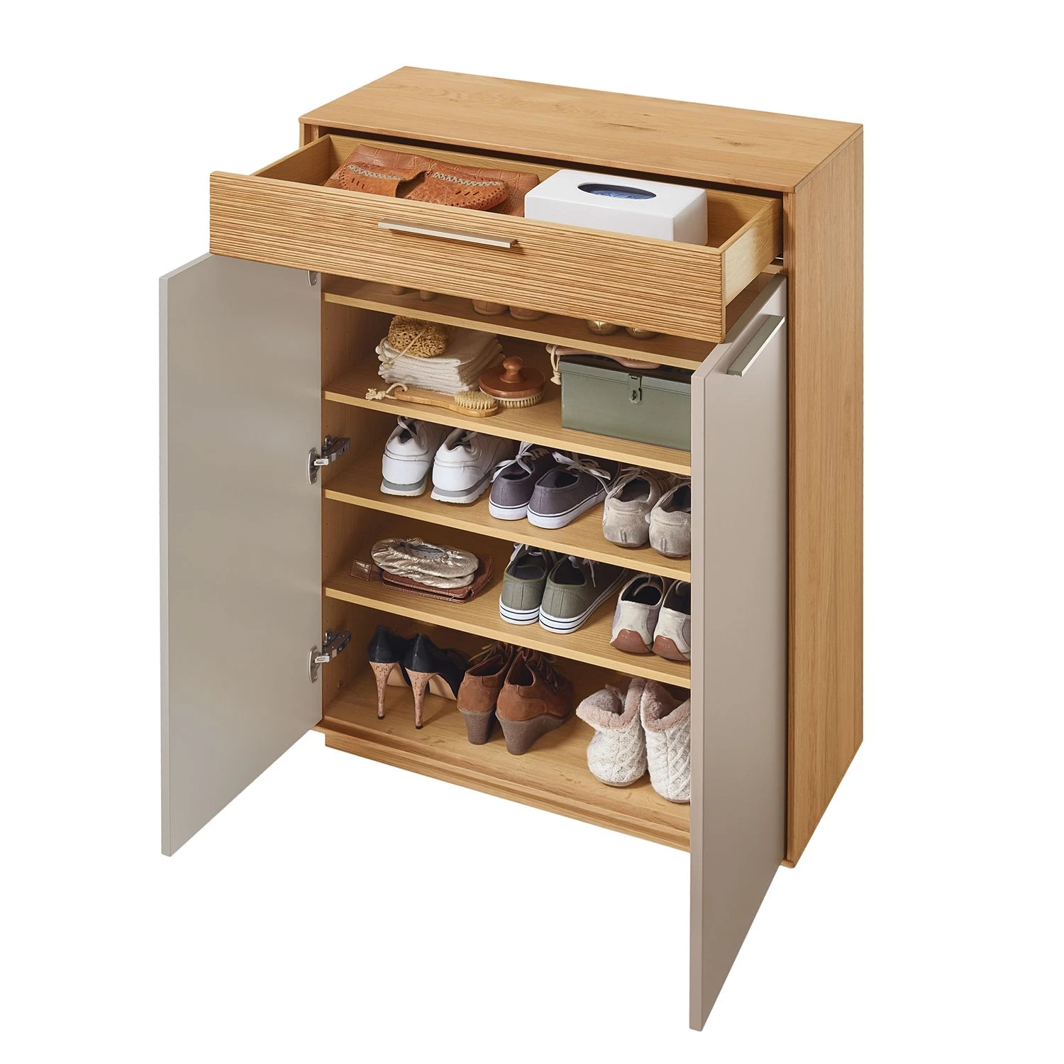 Voss Commode Loveno III - Partiellement en chêne massif / Métal - Taupe - Largeur : 86 cm 5 Voss Commode Loveno III - Partiellement en chêne massif / Métal - Taupe - Largeur : 86 cm – Image 3