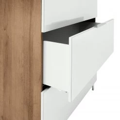 Maja Möbel Commode Shino I - Verre blanc / Imitation chêne de Riviera - Hauteur : 109 cm -Meubles de salon Soldes 1000170606 190418 12393300055 GALLERYIMAGES P000000001000170606