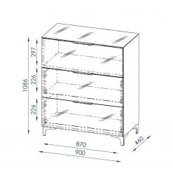 Maja Möbel Commode Shino I - Verre blanc / Imitation chêne de Riviera - Hauteur : 109 cm -Meubles de salon Soldes 1000170606 190418 12393300057 GALLERYIMAGES P000000001000170606