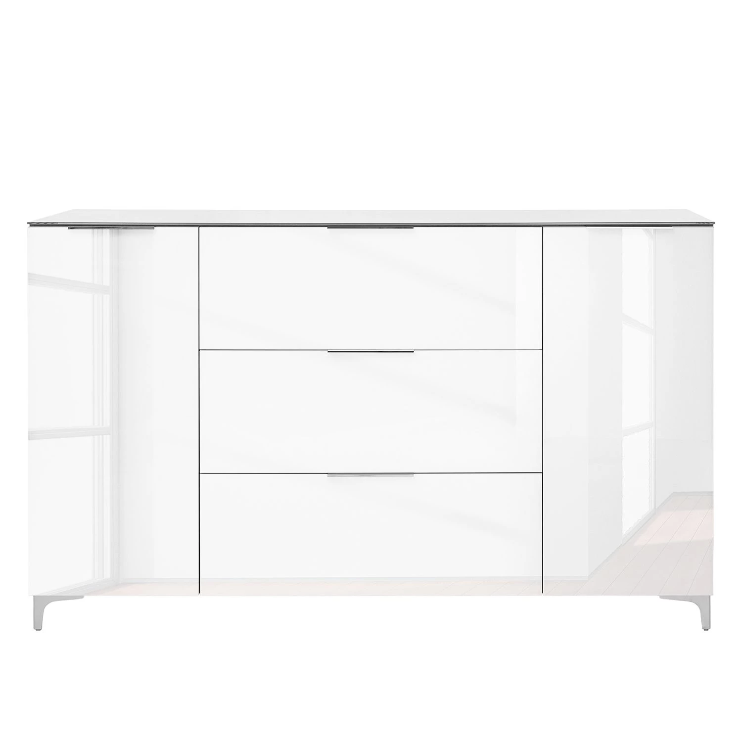 Maja Möbel Commode Shino IV - Verre blanc / Imitation chêne de Riviera 4 Maja Möbel Commode Shino IV - Verre blanc / Imitation chêne de Riviera – Image 2