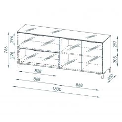 Maja Möbel Buffet Shino II - Verre noir / Imitation chêne de Riviera -Meubles de salon Soldes 1000170639 190418 12413600001 GALLERYIMAGES P000000001000170639