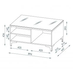 Maja Möbel Table basse Shino - Verre noir / Imitation chêne de Riviera -Meubles de salon Soldes 1000170651 190418 12394500234 GALLERYIMAGES P000000001000170651