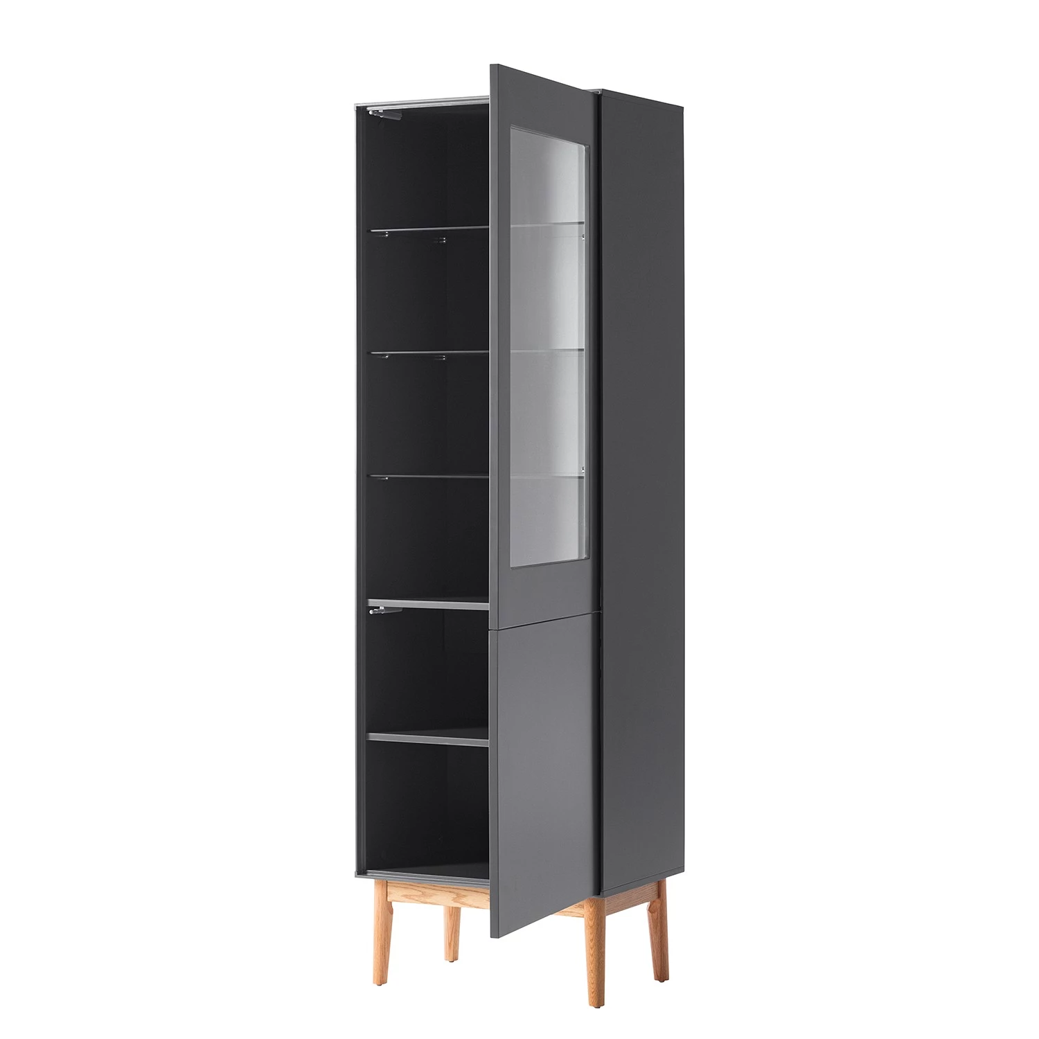 Mørteens Vitrine Lindholm - Partiellement en chêne massif - Gris mat 7 Mørteens Vitrine Lindholm - Partiellement en chêne massif - Gris mat – Image 5