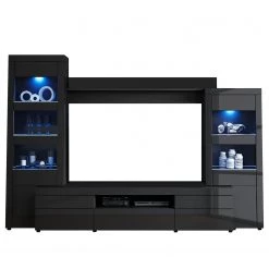 Loftscape Ensemble meubles TV Moitin (4 éléments) - Noir brillant / Noir -Meubles de salon Soldes 1000171354 190424 07580400274 GALLERYIMAGES P000000001000171354