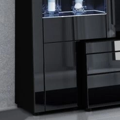 Loftscape Ensemble meubles TV Moitin (4 éléments) - Noir brillant / Noir -Meubles de salon Soldes 1000171354 190424 07580400278 GALLERYIMAGES P000000001000171354