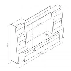 Loftscape Ensemble meubles TV Moitin (4 éléments) - Noir brillant / Noir -Meubles de salon Soldes 1000171354 190424 07580400283 GALLERYIMAGES P000000001000171354