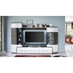 Loftscape Ensemble meubles TV Intento (4 éléments) - Blanc brillant / anthracite -Meubles de salon Soldes 1000171358 190424 07580500302 MOOD GALLERYIMAGES P000000001000171358 mood