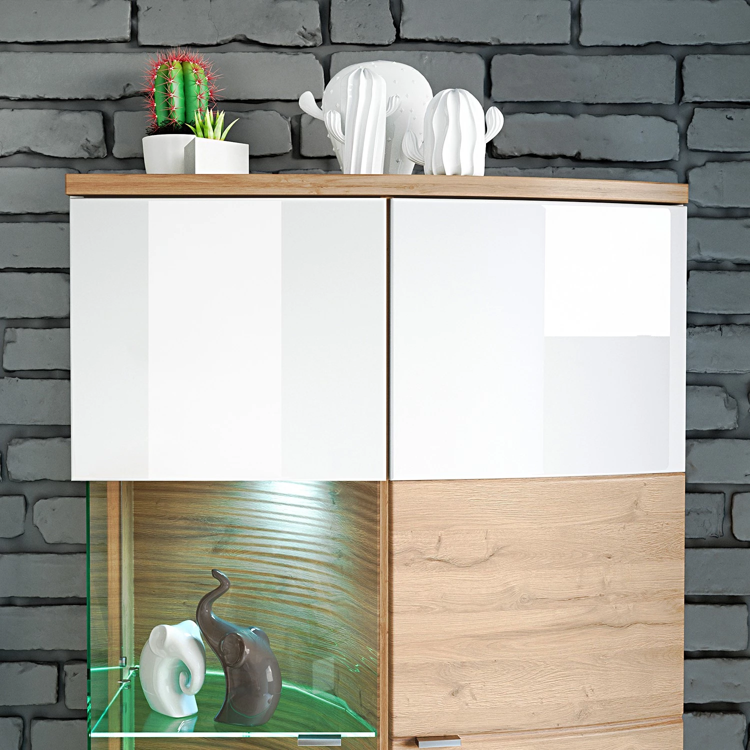 Loftscape Ensemble meubles TV Jaguare (4 éléments) - Blanc brillant / Imitation chêne Ribbeck 14 Loftscape Ensemble meubles TV Jaguare (4 éléments) - Blanc brillant / Imitation chêne Ribbeck – Image 12