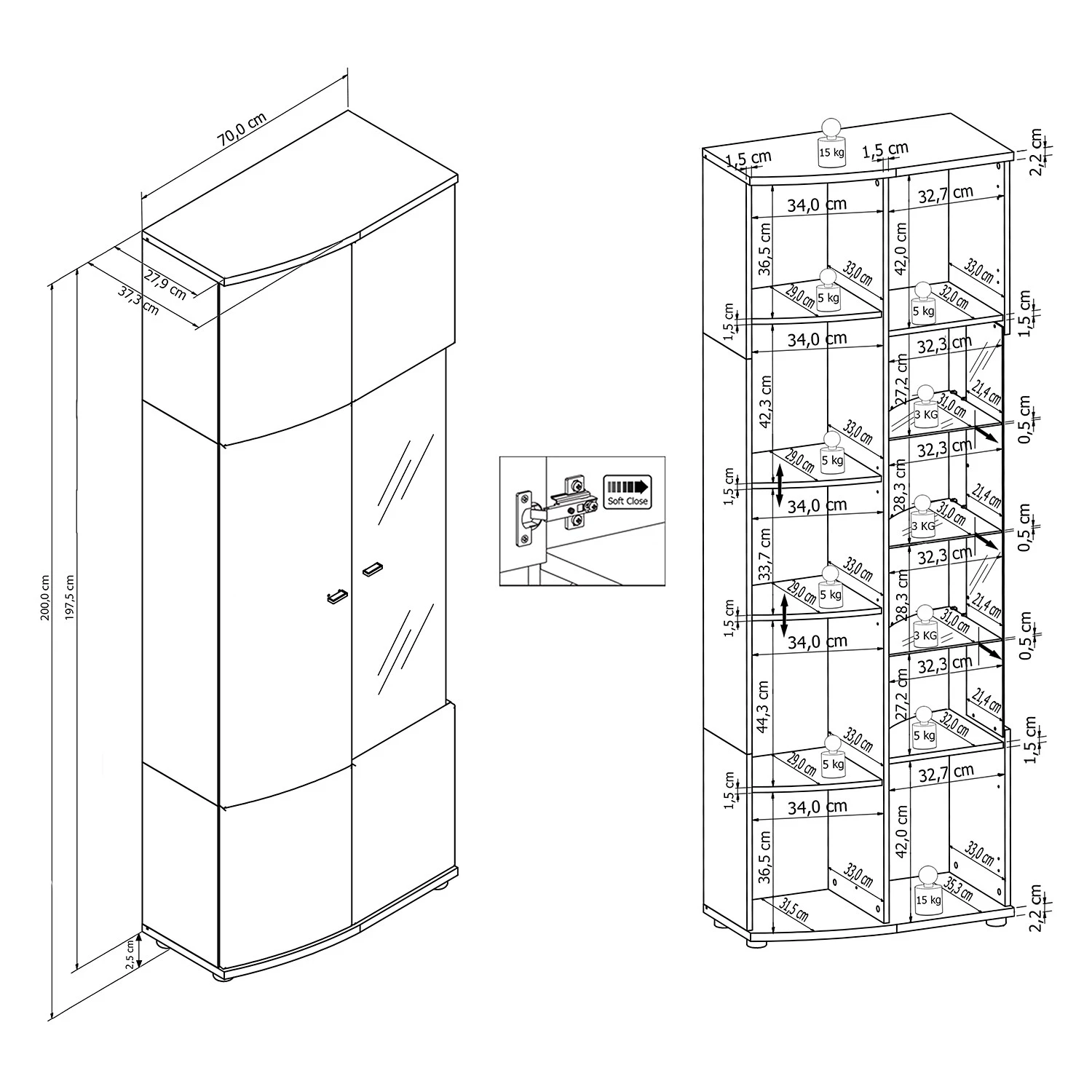 Loftscape Ensemble meubles TV Jaguare (4 éléments) - Blanc brillant / Imitation chêne Ribbeck 17 Loftscape Ensemble meubles TV Jaguare (4 éléments) - Blanc brillant / Imitation chêne Ribbeck – Image 15