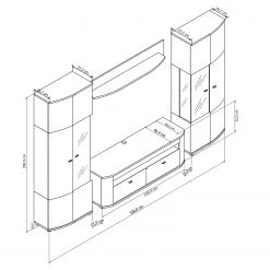 Loftscape Ensemble meubles TV Jaguare (4 éléments) - Blanc brillant / Imitation chêne Ribbeck 37 Loftscape Ensemble meubles TV Jaguare (4 éléments) - Blanc brillant / Imitation chêne Ribbeck -Meubles de salon Soldes 1000171359 200528 06455500022 SKETCH DETAILS P000000001000171359 sketch