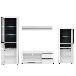 Loftscape Ensemble meubles TV Charnocks I (4 él.) - Blanc brillant / Noir -Meubles de salon Soldes 1000171363 190424 07580600339 GALLERYIMAGES P000000001000171363