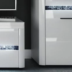 Loftscape Ensemble meubles TV Charnocks I (4 él.) - Blanc brillant / Noir -Meubles de salon Soldes 1000171363 190424 07580600340 GALLERYIMAGES P000000001000171363