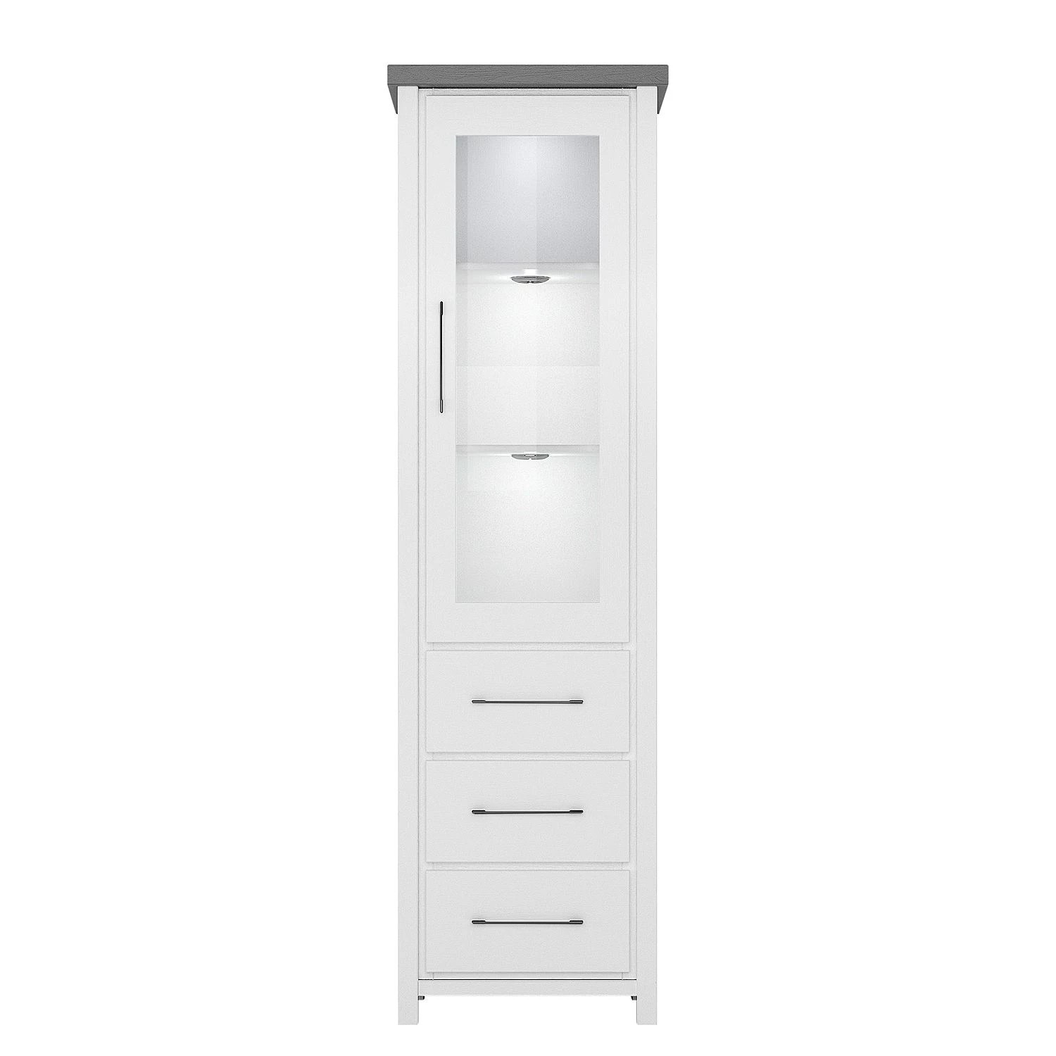 Ridgevalley Vitrine Touros II - Pin massif - Pin blanc / Gris 4 Ridgevalley Vitrine Touros II - Pin massif - Pin blanc / Gris – Image 2
