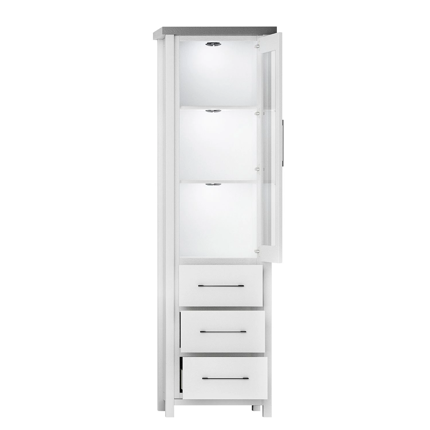 Ridgevalley Vitrine Touros II - Pin massif - Pin blanc / Gris 5 Ridgevalley Vitrine Touros II - Pin massif - Pin blanc / Gris – Image 3