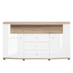 Loftscape Buffet Jaguare - Blanc brillant / Imitation chêne Ribbeck