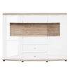 Loftscape Buffet haut Jaguare - Blanc brillant / Imitation chêne Ribbeck