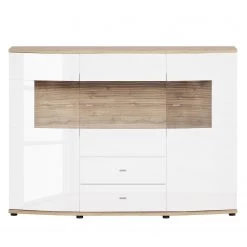 Loftscape Buffet haut Jaguare - Blanc brillant / Imitation chĂȘne Ribbeck