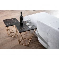 Jack & Alice Bouts de canapé Towa (2 éléments) - Acacia massif / Métal - Noir / Or -Meubles de salon Soldes 1000172945 211019 131829000023 MOOD DETAILS P000000001000172945 mood