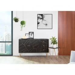 Jack & Alice Buffet Towa - Acacia massif / Métal - Noir / Or -Meubles de salon Soldes 1000172965 211019 13182900031 MOOD DETAILS P000000001000172965 mood
