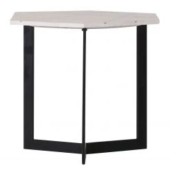 Jack & Alice Bout de canapé Suso - Marbre / Métal - Marbre blanc / Noir