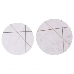 Jack & Alice Bouts de canapé Ryo (2 éléments) - Marbre / Métal - Marbre blanc / Doré -Meubles de salon Soldes 1000172974 190503 07494000114 GALLERYIMAGES P000000001000172974